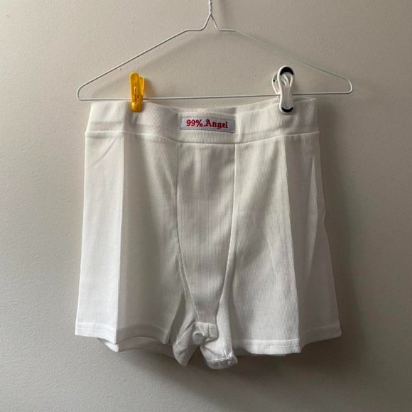99% Angel Ribbed Biker Shorts Super Cute Casual Style Athleisure - Picture 1 of 3